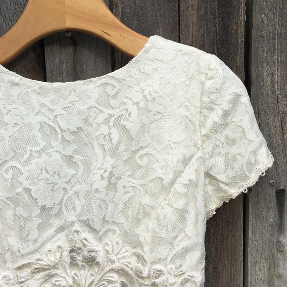 Vintage 80’s Scott McClintock Lace Maxi Dress Cream 4 - Picture 5 of 15